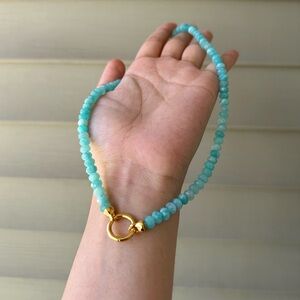 Genuine Amazonite Gemstone Capture Necklace 41cm/16’